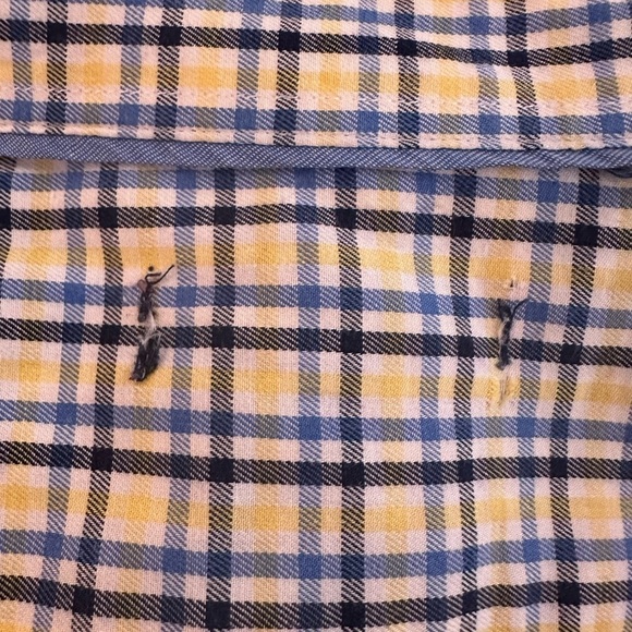 Chaps Dress Shirt Mens button front  plaid yellow and blue SZ M - Picture 5 of 6